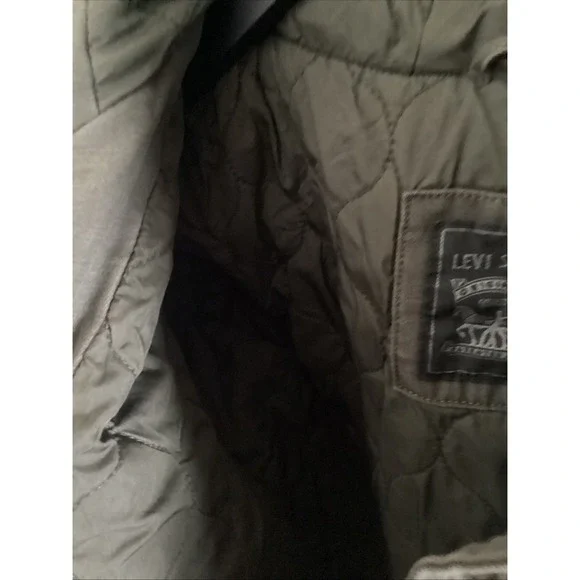 NWT LEVIS Womans Army Green Utility Cargo Jacket Multi Pockets & Hood Size Med